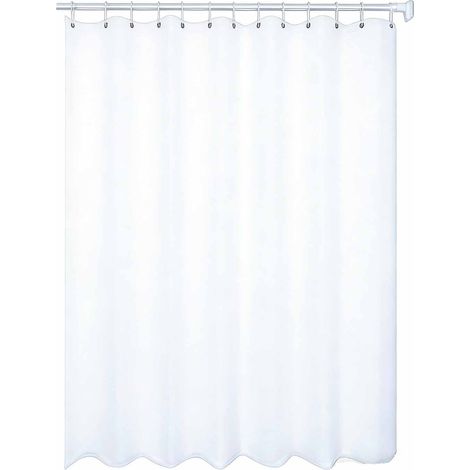 Rideau de douche anti-moisissures, 180 x 240 cm, blanc, avec crochets, tissu PEVA imperméable, lavable en machine. (1/5)