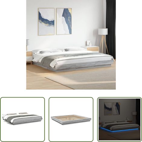 LED-Leuchten - Bettgestell mit LED Grau Sonoma 180x200 cm Holzwerkstoff (1/5)