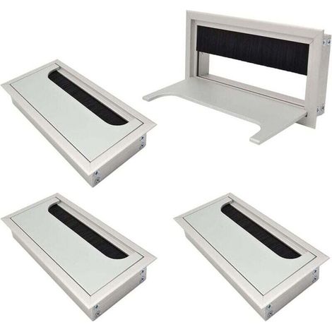 Passacavi Quadrato 80x 160mm per Incassato su Scrivania Tavolo Organizzatore Cavi per Mobili Passacavi in Alluminio Anodizzato Argento Set di 4 Passacavi
