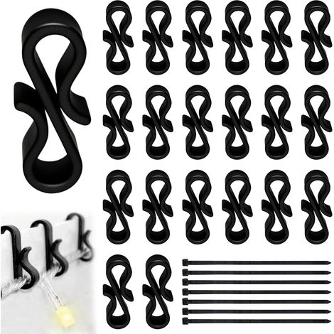 120 Crochets Gouttières, Crochet Guirlandes Extérieur Intérieur, Fixation pour Lumineuses, Noir, pour suspendre des Guirlandes Lumineuses, Décorations de Noël (1/5)