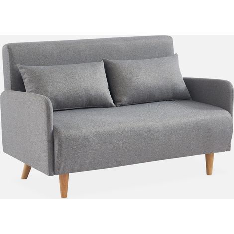 Sofá cama con patas de madera de 2 plazas (1/5)
