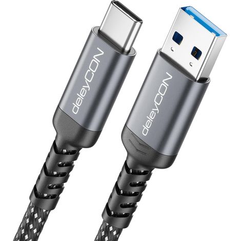 2m Câble USB-A vers USB-C USB 3.0 5 Gbps (USB 3.2 Gen1) - Câble de Charge et Données pour Smartphone, Tablette, Notebook, Appareil Photo, HDD SSD, Disque Dur Externe, etc. (1/5)