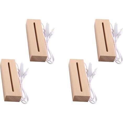 Base Lumineuse Rectangulaire en Bois, Support de Lampe de PiéDestal de Base D'Affichage à LED en Bois pour L'Acrylique, le Cristal, la Veilleuse, (1/5)