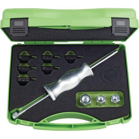 Kukko – Jeu de marteaux à inertie 10 pièces – Extracteur de goujon pour démontage précis – Adapté pour M3 à M10 – Coffret plastique inclus