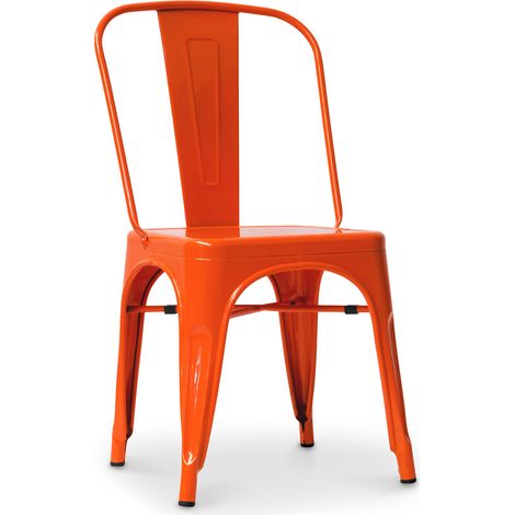 Sedia da pranzo in acciaio - Design industriale - Nuova edizione - Stylix Arancione