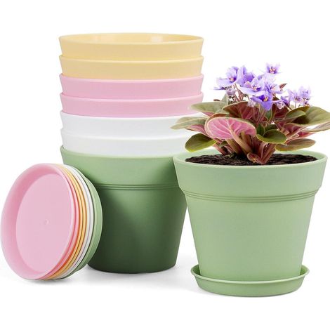 Blumentopf 10cm 8er Plastik Übertopf Ablauflöcher Balkon Farbe 4IN (1/5)