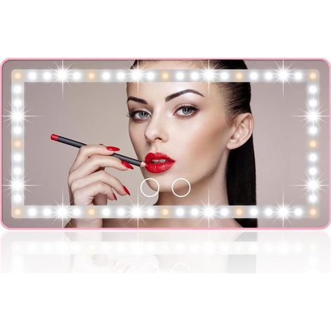 Miroir de maquillage avec pare-soleil intégré pour voiture, rechargeable, avec 3 modes d'éclairage et 60 LED - Miroir cosmétique à clipser sur le rétroviseur intérieur, à intensité variable (1/5)