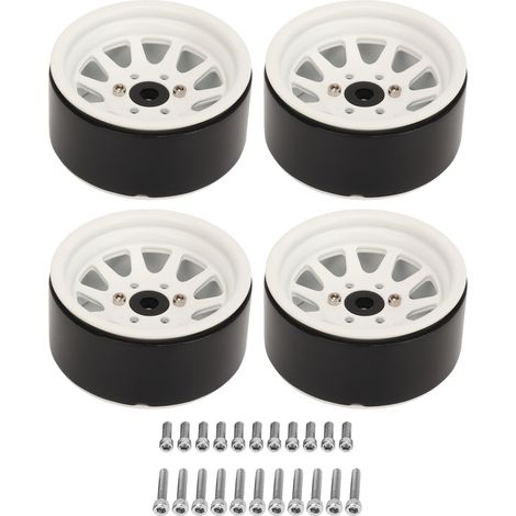Stück Universal-RC-Felgen (1,9 Zoll) aus Zinklegierungsstahl für Axial SCX10 II III Crawler-Cars – Weiß (1/5)