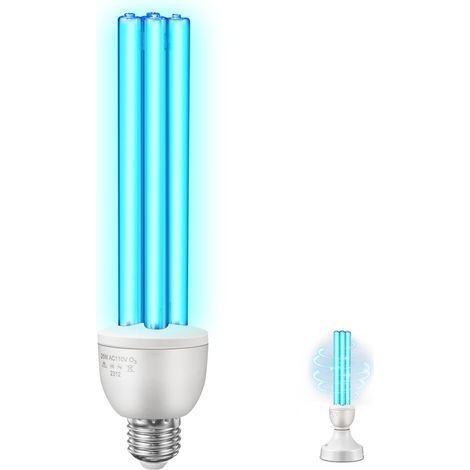 1 Ampoule UVC Douille E27 Puissance 25W Longueur Onde 254nm Stérilisation 360° Pour Salon Cuisine Bureau (1/5)