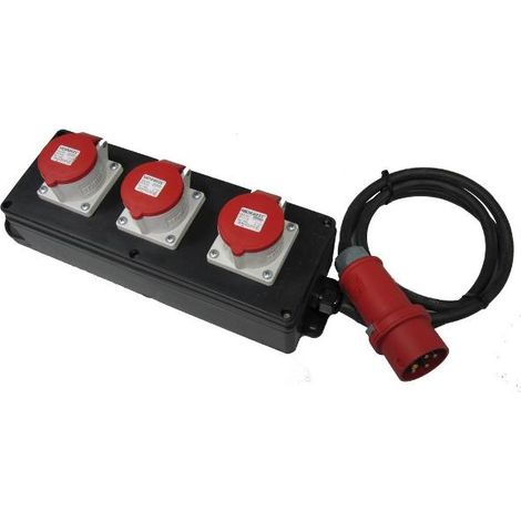 S6 Vollgummi-Steckdosenleiste 400V/16A/max. 11kW IP44