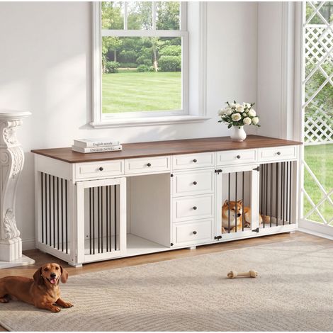 Innen-Hundekäfig 200 x 60 x 85 cm mit 8 Schubladen und Verriegelung OKMYHOME (1/5)