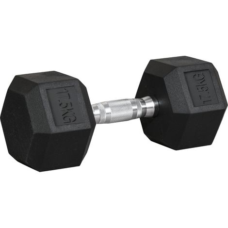 Mancuernas Hexagonales De Goma 17,5Kg Hierro Fundido Entrenamiento De Fuerza Negro