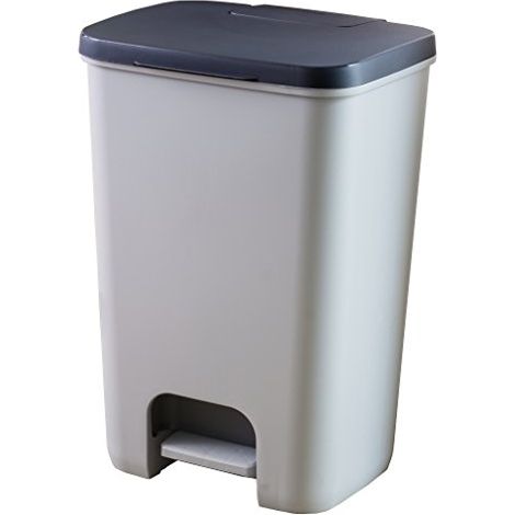Curver – Poubelle à pédale plastique 20L – Dimensions 30,3 x 29,4 x 42,8 cm – Couleur gris foncé/clair – Fixation sac à ordures par pinces (1/10)
