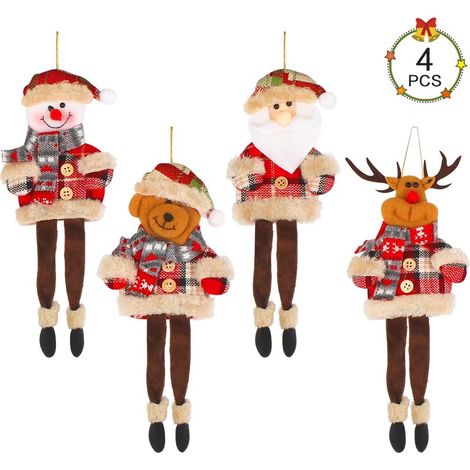 Adorno Navidad - Colgante Para Árbol De Navidad - 4 Unidades - Estilos Papa Noel Muñeco De Nieve Ciervo Oso (1/5)