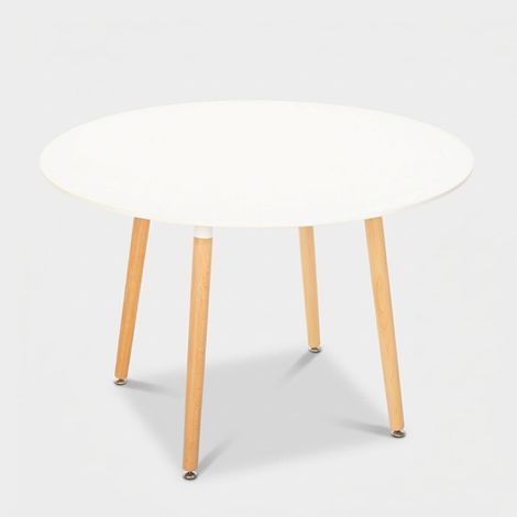 Runder Holztisch Design Holz 100cm Küchenbar Restaurant Moss - Weiß