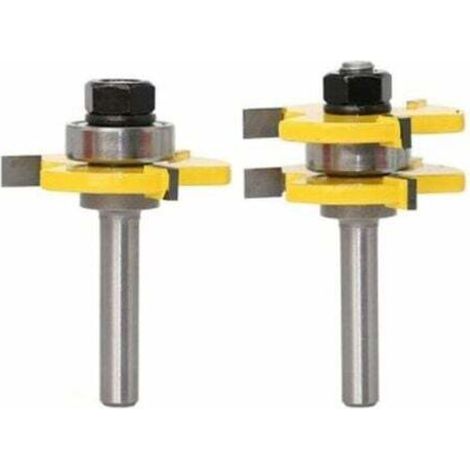 BUNTHAUS PA Ensemble Fraise Rainure Languette 3 Cannelures Tige 8mm Forme T Outils Bois (1/4)
