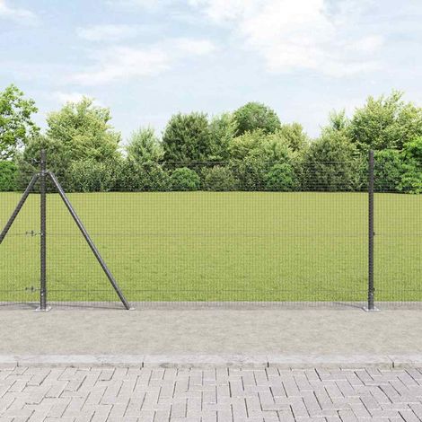 Zaunpfosten Grau 25 x 0,8 m (19 x 19 mm Masche) Stahl und PVC
