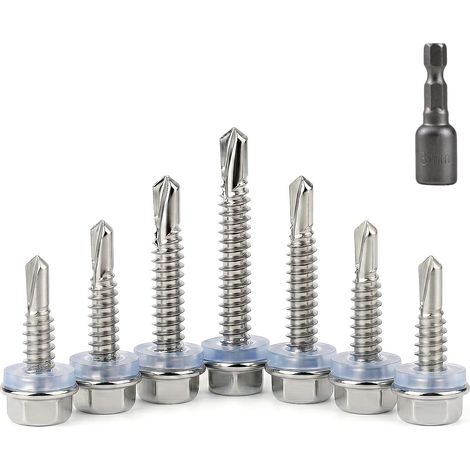 Vis Autoforeuse Inox Hexagonale Rondelle M4.8 16/19/25/32mm 120Pcs (1/5)