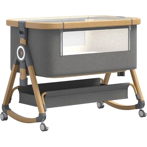 Lit de bébé, design multi-fonctionnel et portable, ZDC or gris (1/2)