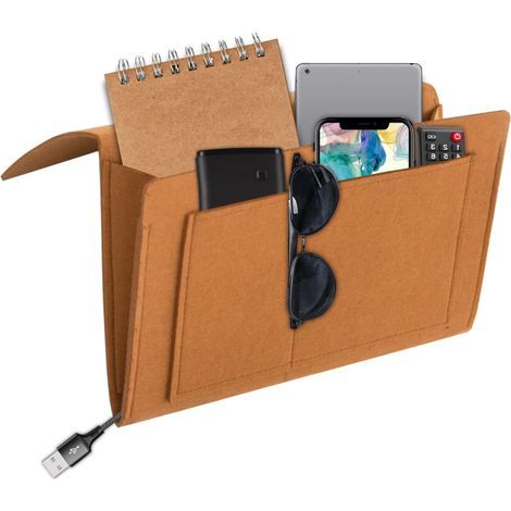 27208cm-Organizador de Mesita de Noche, Reposabrazos de Sofá, Organizador para Mando a Distancia, Bolsillo Vacío para Sofá, Bolsillo de Cama, Bolsa de Almacenamiento para Cabecera, Funda de Almacenami (1/5)
