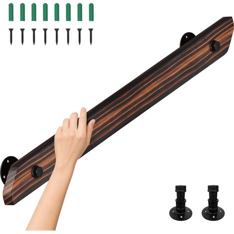 TolleTour Pasamanos decorativo 100 cm de pino macizo marrón, estilo moderno retro, para escalera interior ático jardín (1/5)