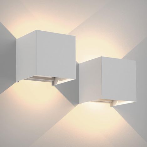 MINKUROW Set Di 2 Applique Da Parete Per Interni/Esterni, Applique Da Parete Per Esterni A Led Bcc 12w 3000k Bianco Caldo, Applique Da Parete Impermeabili Ip65 Con Angolo Del Fascio Regolabile Per Sog (1/3)