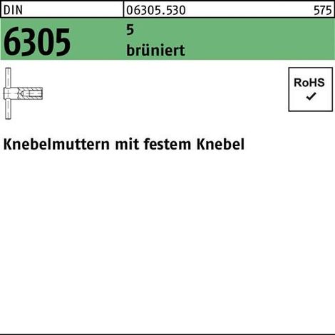 Knebelmutter DIN 6305 festem Knebel M10 5 brüniert 1 Stück