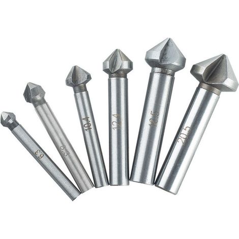YMYNY 6 tlg 90° 3 Flute Kegelsenkersatz Anfassen Versenkbohrer 1/4" 6-Kanntschaft Senker Senkbohrer Versenker-Bit Kegelsenker Satz (1/4)
