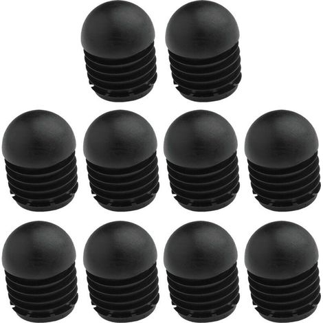 10x Bouchon Tube Chaise Rond Embout rentrant antidérapant Noir Pied Meuble Protection, 19mm