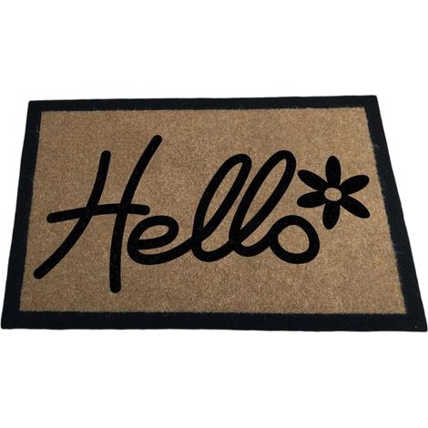 Paillasson en fibre de coco - 60 x 40 cm - Tapis de bienvenue antidérapant en PVC et fibre de coco - Idéal pour les entrées, les couloirs, les portes extérieures et comme accessoire de décoration - De (1/5)