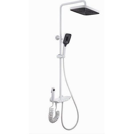 TRADE SHOP - Set Saliscendi Bagno Colonna Doccia Rubinetto Soffione Doccetta Bidet Bianco 87345 -