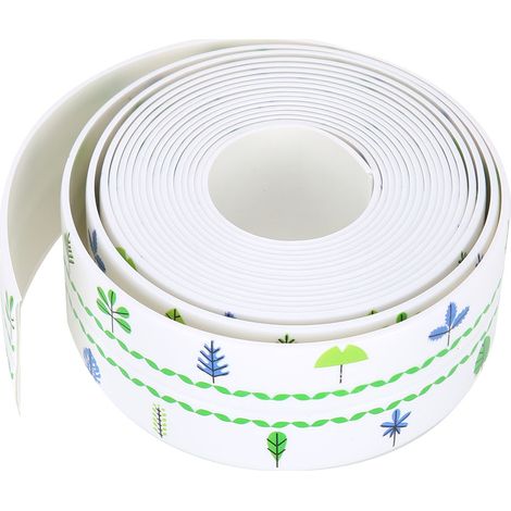 Bande d'étanchéité étanche en PVC pour joints de plaques de cuisson et toilettes, ruban adhésif pour cuisine et salle de bain (double rangée d'arbres 38 mm x 3,2 m) (1/5)