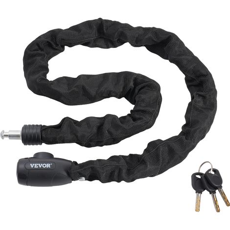 VEVOR Lucchetto a Catena per Bicicletta, Lucchetto a Catena per Bicicletta di Sicurezza Lunghezza 1200 mm, Lucchetto Antifurto Sicurezza in Acciaio per Bici, Motociclette, Scooter, Porte, Recinzioni