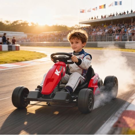 Kart électrique enfant 24 V 115 x 77 x 55,5 cm plastique rouge, drift, 6 à 12 ans - CHICFURN (1/5)