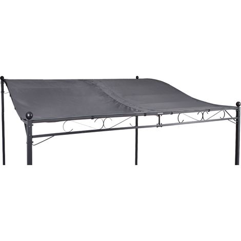 Spetebo – Toit de remplacement pour pavillon 300 x 250 cm – 100% polyester – Couleur gris – Fixation velcro et œillets métalliques
