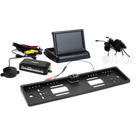 Kit de sensores de estacionamiento TFT02 de 4,3" con cámara HD-402-LED y 4 sensores blancos. (1/5)