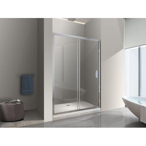 NALA Porta doccia vetro 6 mm per installazione in nicchia Altezza 190 cm installazione reversibile cm 135-140