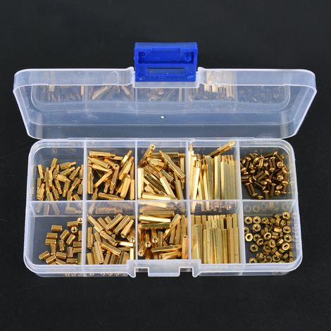 Kit assorti 320 pièces entretoises hexagonales laiton type M2 espaceurs vis écrous mâle femelle (1/5)