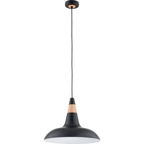 Suspension loft ronde noire bois clair E27 15W Doro (1/3)