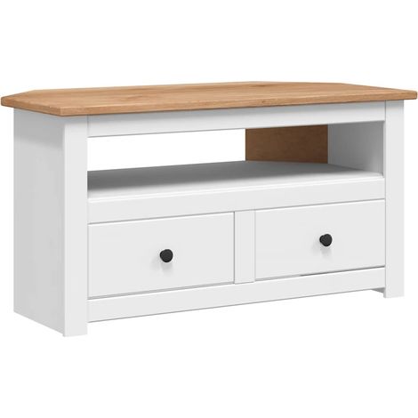 Maison Exclusive - Meuble TV d'angle Blanc 93x49x49 cm Pin Assortiment Panama (1/5)