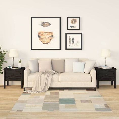 Tables d'appoint 2 pcs-Table basse-Table Salon Noir 50x50x49 cm Bois massif de pin 890419 (1/5)