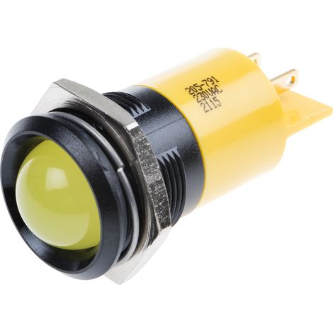 Voyant LED lumineux Jaune RS PRO, dia. 22mm, 230V c.a., IP67 ( Prix pour 1 )