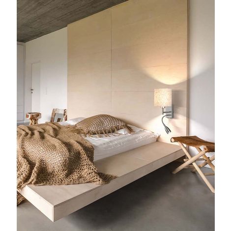 Applique murale lampe de lit spot lumineux flexible textile chambre beige clair