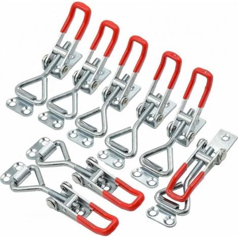 8 Pcs 4001 Metal Toggle Latch Holding Capacity 100kg / 220lbs, Adjustable Carpenter's Toggle Clamps for Fastening and Tightening, 304 Stainless Steel (1/4)