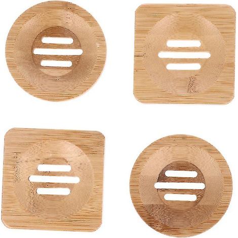 4er-Set Seifenschalen aus Bambus