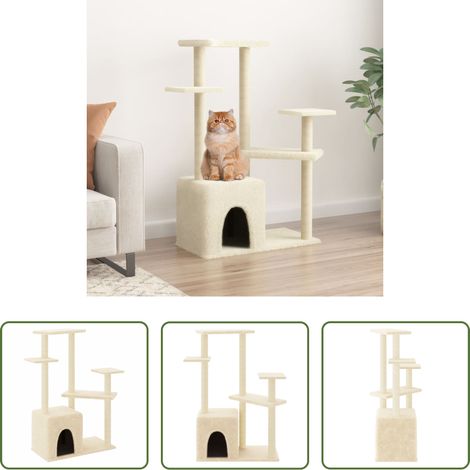 vidaXL Katzenklettern - Kratzbaum mit Sisal-Kratzsäulen Creme 107,5 cm (1/5)