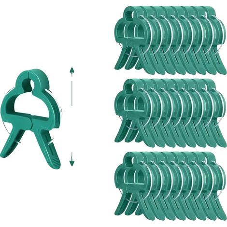 Clip per piante, in plastica resistente, facili da usare, verdi, 50 pezzi (1/2)