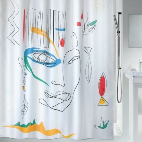 Rideau de douche Polyester FACES 180x200cm Multicolor Spirella (1/5)