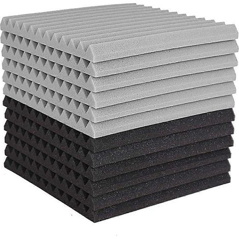 Lot de 12 panneaux de mousse acoustique, dalles en forme de coin pour studio, mousse acoustique 2,5 x 30 x 30 cm (1/5)