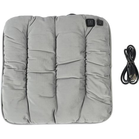 Coussin de siège chauffant 5V gris, chauffage rapide en graphène portable, tapis de chaise chaud pour sportifs, voyageurs, conducteurs, employés de bureau (1/5)
